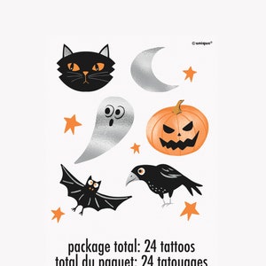 24 Halloween Temporary Tattoos - Halloween Party Favors, Kid&#39;s Halloween Party, Halloween Party Decorations, Spooky Party Supplies