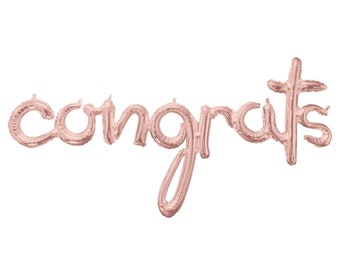 Globo de felicitaciones de oro rosa de 56" - Decoraciones de fiesta de oro rosa, Decoraciones de despedida de soltera, Ducha nupcial de oro rosa, Decoraciones de ducha