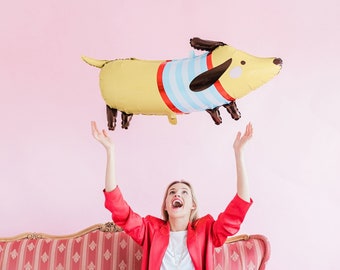Globo de perro salchicha, decoraciones para fiesta de cachorros, decoraciones para cumpleaños de perros, suministros para fiestas de perros, globo de cachorro, suministros para cumpleaños de cachorros, fiesta de perros