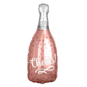 Cheers Rose Gold Champagne Bottle Balloon 26&quot; - Wedding Party Balloon, Bridal Shower Decorations, Bachelorette Party, Engagement Party