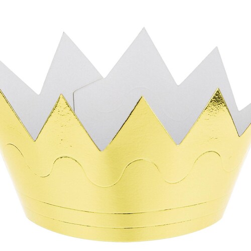 6 Party Hats Gold Paper Crown Gold 