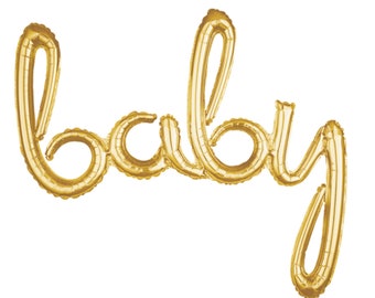 Gold Baby Balloon - Baby Shower Balloon, Baby Shower Decorations, Baby Balloon Letters, Girl Baby Shower, Baby Boy Shower, Script Balloon