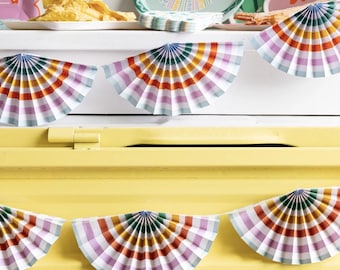 Rainbow Striped Paper Bunting Banner - Cinco De Mayo Party Banner, Paint Party Supplies, Fiesta First Birthday, Summer Birthday Party Decor