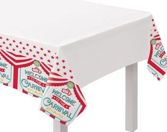 Tafelkleed Carnavalsfeest - Verjaardagsversieringen Carnaval, Feestartikelen Carnaval, Tafelkleed Circus Verjaardag, Decoraties Circusfeest
