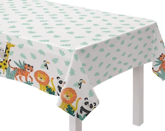 Safari Party Tablecloth - Animal Safari Party, Birthday Tablecloth, Jungle Party Decorations, Zoo Birthday Supplies, Safari Baby Shower