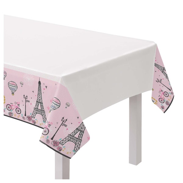 Paris Party Tablecloth - Paris Birthday Tablecloth, Paris Baby Shower Supplies, Paris Bachelorette Party Decorations, Paris Birthday Decor