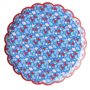 Red, Blue & Pink Strawberry Party Lunch Plates 8ct - Fruit Party Supplies, Strawberry Birthday Decor, Summer Picnic, Berry Baby Shower
