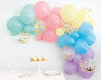 Pastel Balloon Garland - Pastel Birthday Decorations, Pastel Balloon Arch, Pastel Party Decorations, Pastel Rainbow Birthday, Balloon Decor