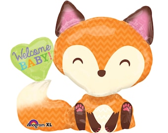 36" Fox Balloon - Woodland Animals Baby Shower - Fox Baby Shower - Party Balloons - Mylar Balloons - Woodland Creature - Woodland Critters
