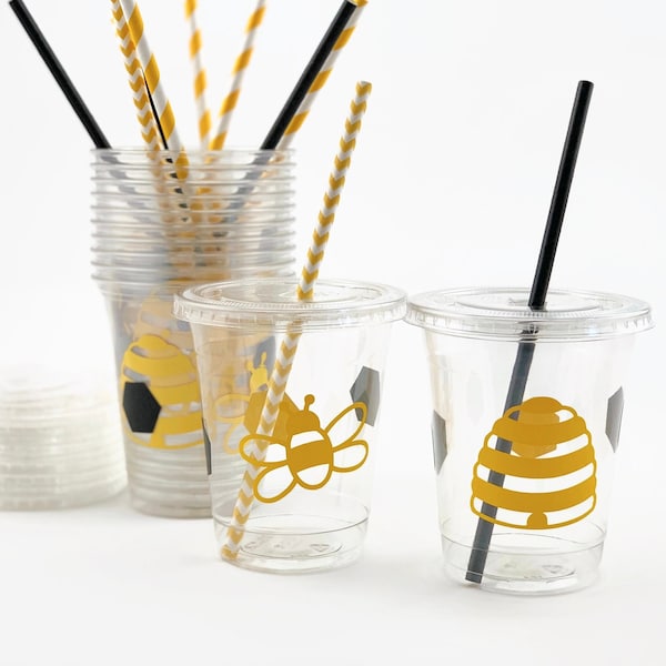 Bee Party Cups - What Will it Bee Gender Reveal, Bee Baby Shower, Bee Birthday, Bumble Bee Baby, Shower Decorations, Bee Party Supplies