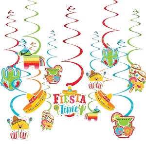Fiesta Hanging Decorations 30ct - Cinco de Mayo Decorations, Fiesta Birthday, Final Fiesta Bridal Shower, Fiesta Baby Shower, Party Decor