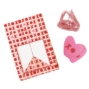 Scatole per biscotti e cartellini XOXO Window, 6 pezzi - Cottura per San Valentino, bomboniere a forma di cuore per compleanni, XOXO Sweetheart Birthday, scatole per dolcetti per feste di San Valentino