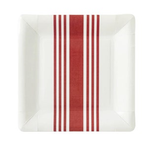 Assiettes de fête à rayures rouges - Fête du 4 juillet, décoration d'anniversaire Americana, assiettes de Noël, baby shower de baseball, assiettes à dîner patriotiques