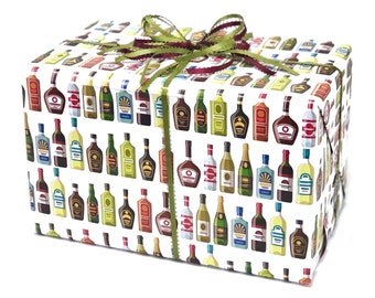 Alcohol Gift Wrap - Funny Wrapping Paper, Adult Birthday, 21st Birthday, Gift for Men, Fathers Day Gift, Present Wrap, Beer Gifts for Men