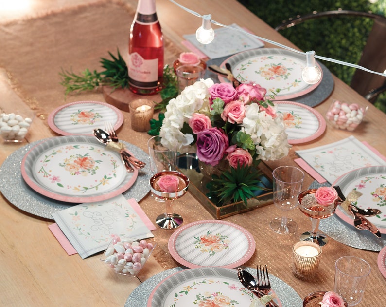 Floral Plates Floral Wedding Floral Bridal Shower Floral Baby Shower Garden Baby Shower Garden Wedding Floral Birthday Party