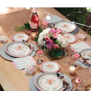 花柄プレート - 花柄ウェディング、花柄ブライダルシャワー、花柄ベビーシャワー、ガーデンベビーシャワー、ガーデンウェディング、花柄バースデー、パーティープレート