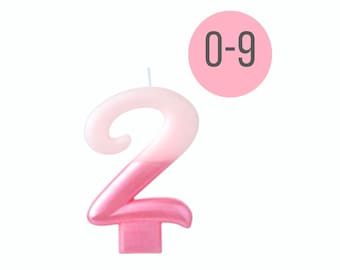 Ombré Pink Number Candles - Cake Candle, Cake Toppers, Birthday Supplies, Cake Decorations, Pink Party Supplies, Birthday Candle, Age Candle