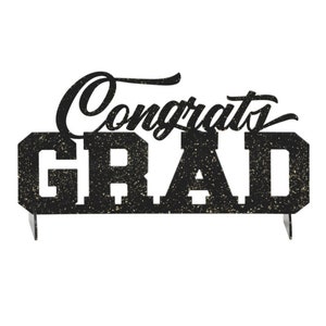 Black & Gold Congrats Grad Decoration, Graduation Party Centerpiece, Table Decorations, Graduation Decorations 2025, Grad Party Decor