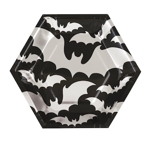 Silver Bat Party Plates - Halloween Bats, Halloween Party Supplies, Halloween Party Plates, Halloween Party Decorations, Halloween Supplies