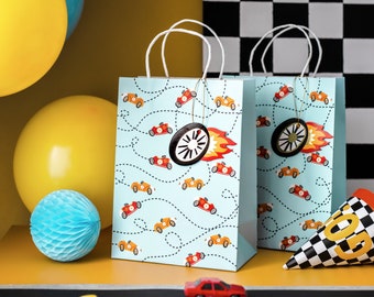 Rennauto-Geschenktasche - Rennauto-Geburtstagsdekoration, Fast One, Auto-Partyzubehör, Rennauto-Babyparty, Transportpartygeschenktasche