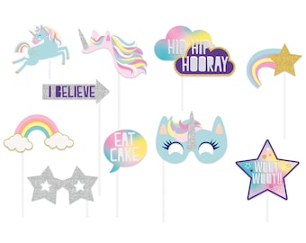 Unicorn Photo Props - Unicorn Party, Unicorn Photo Props, Unicorn Birthday, Unicorn Party Favors, Unicorn Party Games, Unicorn Photo Booth