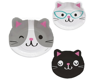 Cat Shaped Plates (8ct) - Cat Birthday, Cat Party Supplies, Kitty Birthday, Cat Paper Plates