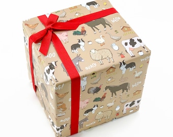 Bauernhoftiere Geschenkverpackung - Party auf dem Bauernhof, Geburtstag auf dem Bauernhof, Barnyard Geburtstag, Babyparty auf dem Bauernhof, Geburtstagsgeschenkpapier, Geschenkverpackung für Babyparty