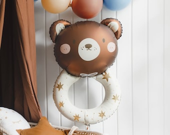 Ballon teddybeer - beer babyshowerbenodigdheden, bos decor babyshower, welkom babyfeestartikelen, rammelaar babyballon, babyballon
