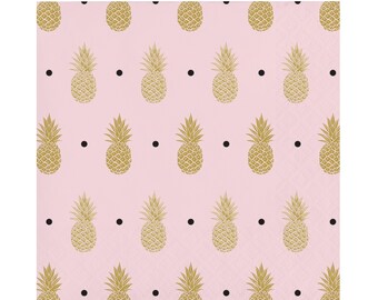 Pineapple Napkins - Pineapple Party, Pink and Gold, Pineapple Birthday, Pineapple Baby Shower, Tropical Bachelorette, Pineapple Bachelorette