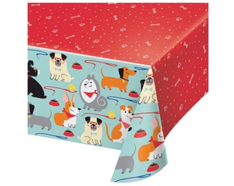 Dog Party Tablecloth - Puppy Party, Puppy Party Supplies, Dog Baby Shower, Dog Birthday, Birthday Decorations, Party Decorations