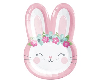 Bunny Shaped Plates - Bunny Birthday, Bunny Party Plates, Somebunny is One, Bunny First Birthday, Bunny Baby Shower, Paper Plates