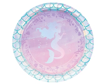 7" Mermaid Plates - Mermaid Party, Mermaid Birthday, Mermaid Bachelorette, Iridescent Party, Mermaid Party Supplies, Mermaid Paper Plates