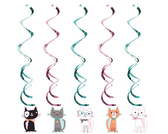 ZGMJ Meow Let's Pawty Banner Gold Glitter , Pet Kitty...