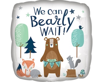 Bear Baby Shower Balloon - Woodland Animals Baby Shower, Woodland Baby Shower, Bear Party Supplies, Woodland Balloon, Boy Baby Shower Decor