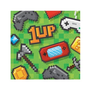 Gamer Party Napkins - Video Game Birthday, Arcade Birthday, Game On Party, Teen Boy Birthday, Video Game Party, Gaming Birthday, Video Games