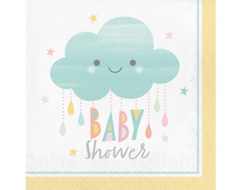 Servetten wolk - babyshower wolk, babyshower zonneschijn, babystrooisel, wolk feestartikelen, genderneutraal, regenboog babyshower servetten