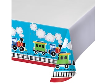 Train Party Tablecloth - Train Birthday, Train Party Supplies, Train Party Decorations, Train Birthday Decorations, Choo Choo Train Party