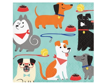 Dog Party Napkins - Dog Birthday, Puppy Party, Paw Print Birthday, Dog Napkins, Puppy Napkins, Puppy Baby Shower, Dog Party Supplies