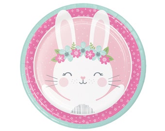 9&quot; Bunny Plates - Bunny Birthday, Some Bunny is One, Birthday Party Plates, Bunny Party Decorations, Bunny Baby Shower, Bunny Party Supplies