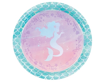 9" Mermaid Plates  - Mermaid Bachelorette, Mermaid Party Supplies, Mermaid Birthday, Iridescent Party, Paper Plates
