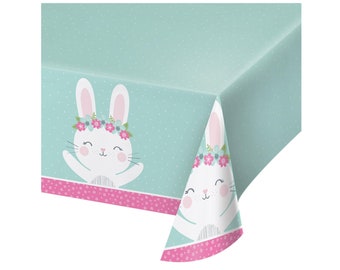 Bunny Tablecloth - Bunny Party Tablecloth, Bunny Baby Shower, Bunny First Birthday, Some Bunny Is One, Bunny Party Decorations, Party Decor