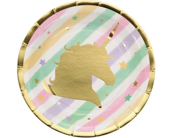 Platos para pastel de unicornio - Platos de unicornio, Platos para fiesta de unicornio, Fiesta de cumpleaños de unicornio, Artículos para fiesta de unicornio, Decoraciones para fiesta de unicornio