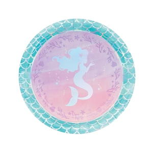 9&quot; Mermaid Plates  - Mermaid Bachelorette, Mermaid Party Supplies, Mermaid Birthday, Iridescent Party, Paper Plates