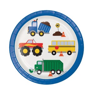 Platos de fiesta de 7&quot; con motivos de transporte: cumpleaños con motivos de transporte, baby shower con motivos de transporte, fiestas con aviones, trenes y automóviles, fiestas con atascos de tráfico