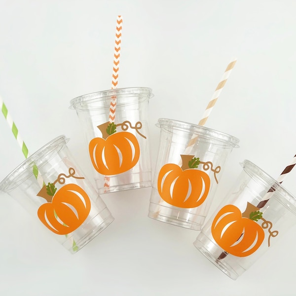 Orange Pumpkin Cups - Pumpkin Party, Thanksgiving Party, Pumpkin Baby Shower, Fall Party, Pumpkin Decorations, Table Decor, Favor Cups
