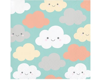 Cloud Napkins - Cloud Party, Cloud Baby Shower, Cloud Birthday, Rainbow Baby Shower, Baby Sprinkle, Cloud First Birthday, Shower Napkins