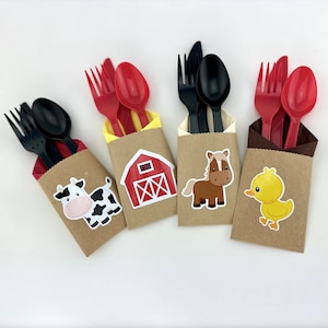 12-Set Farm Party Cutlery - Farm Birthday, Farm Animal Party, Farm Birthday Decorations, Barn Birthday, Birthday Favors, Party Decorations