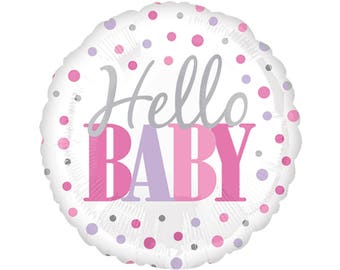 Hello Baby Balloon - Pink Baby Shower, Baby Shower Balloon, Baby Shower Decorations, Girl Baby Shower, Pink and Purple, Baby Balloon
