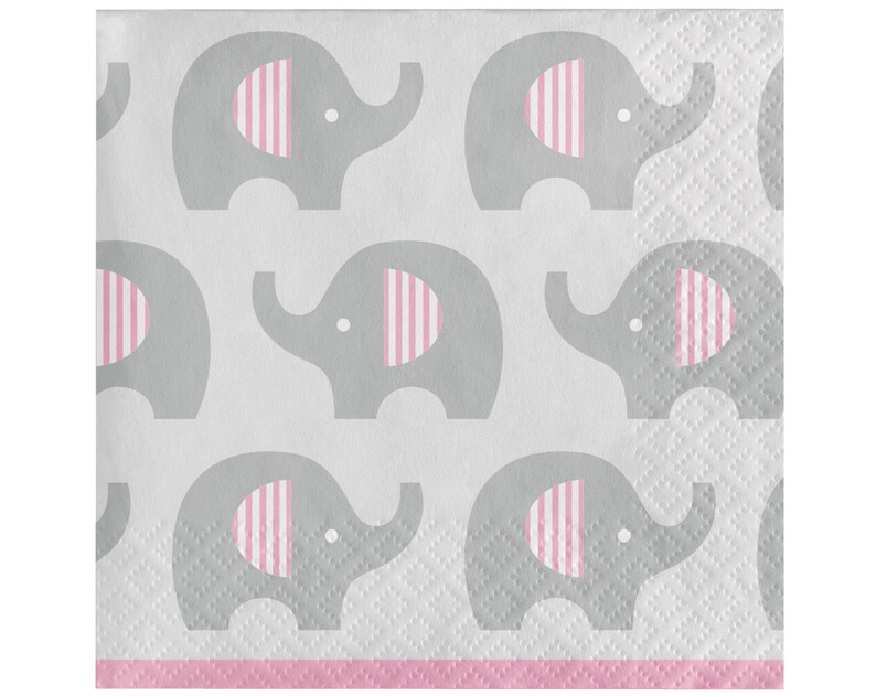 Elephant Napkins Baby Shower Girl Pink Elephant Baby Shower Party Napkins Elephant Party Girl First Birthday Shower Napkins