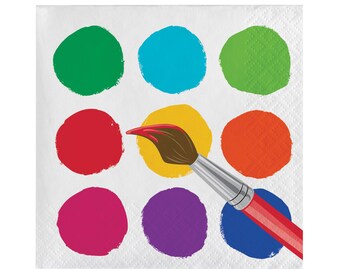 Art Party Napkins - Palette Napkins Paint Party Art Party Supplies Paint Party Favors Art Birthday Party Cups Plates Tableware Splatter